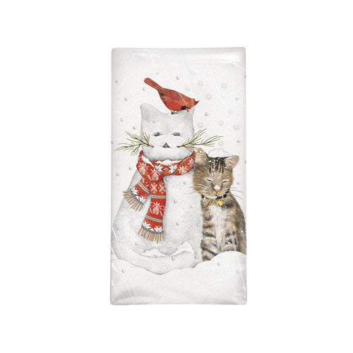 Snowman Cat Bagged  Flour Sack Towel