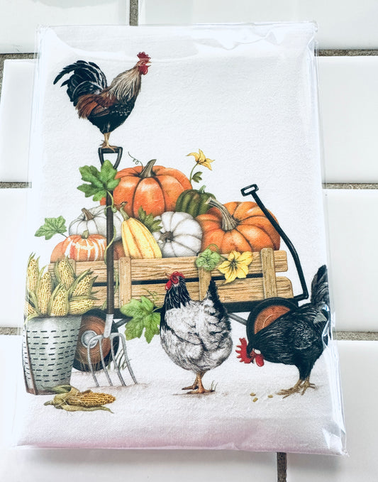 Pumpkin Chicken Fall Flour Sack Towel