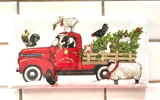 Holiday Farm Truck Flour Sack Towel