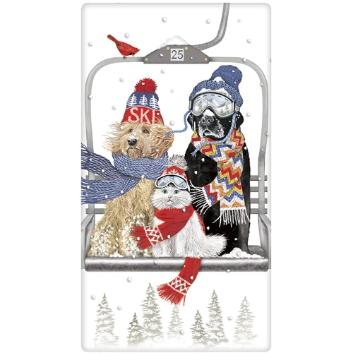 Ski Lift Pets Bagged Flour Sack Towel